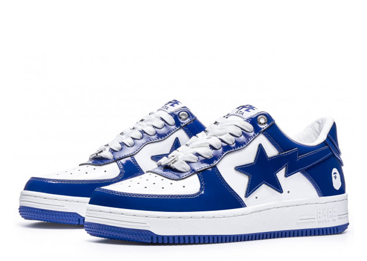 A Bathing Ape Bape Sta #5 Patent Leather White Blue (2023) - KRK KICKS