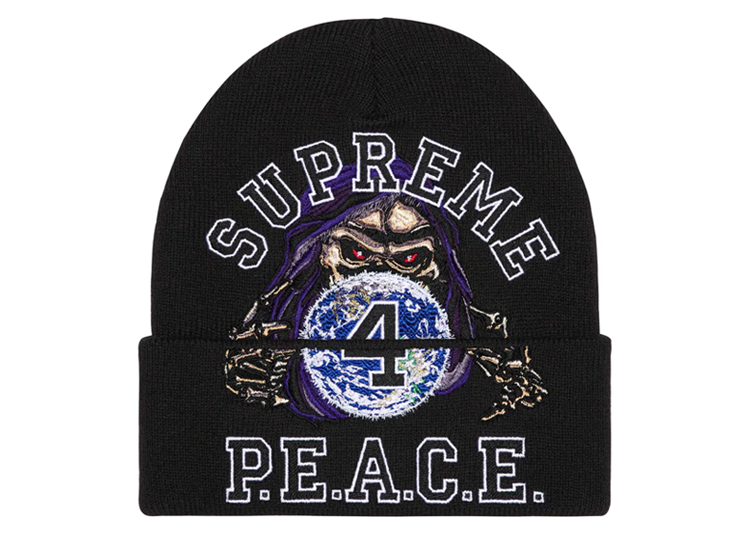 Czapka Zimowa Supreme Peace Embroidered Beanie Black - KRK KICKS