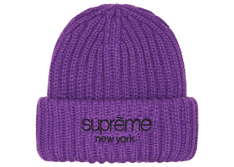 Czapka Zimowa Supreme Classic Logo Chunky Ribbed Beanie Purple