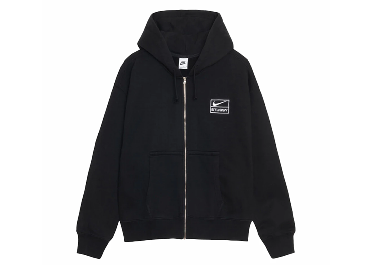 Stussy x Nike Stone Washed Fleece Zip Hoodie Black - KRK KICKS